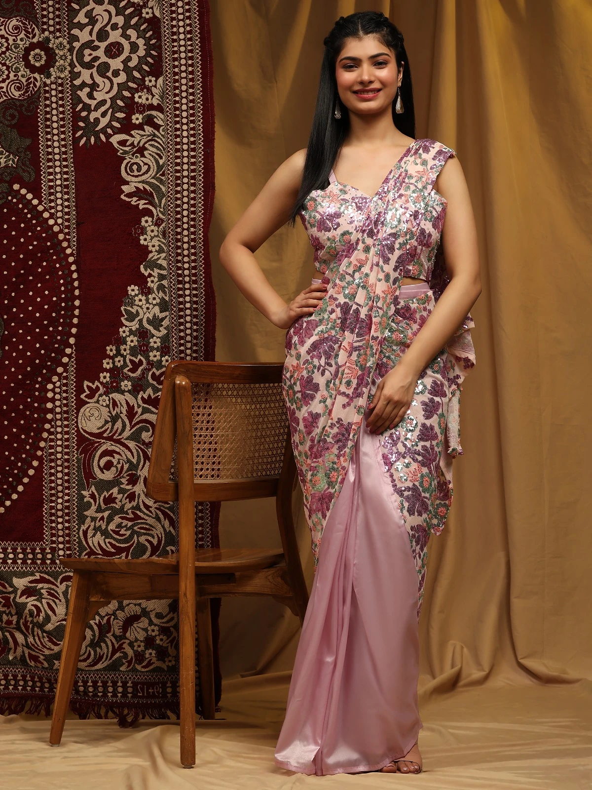 Amoha A323 Exlusive Sequin Wholesale Fancy Readymade Sarees Catalog — Wholesale Sarees, AMOHA wholesale from Surat - Gallery Image 3